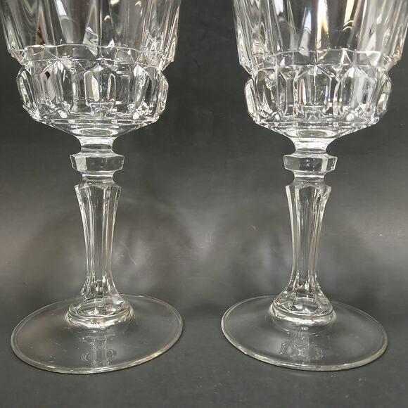 Pair of Stemmed Wine Glasses Water Goblets Chantelle by Cristal D'Arques Durand - Picture 3 of 7